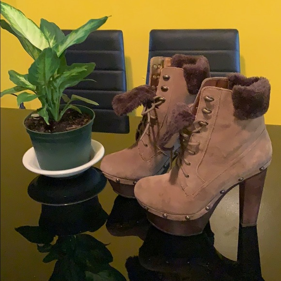 Jessica Simpson Shoes - Jessica Simpson Combat style suede and fur boot